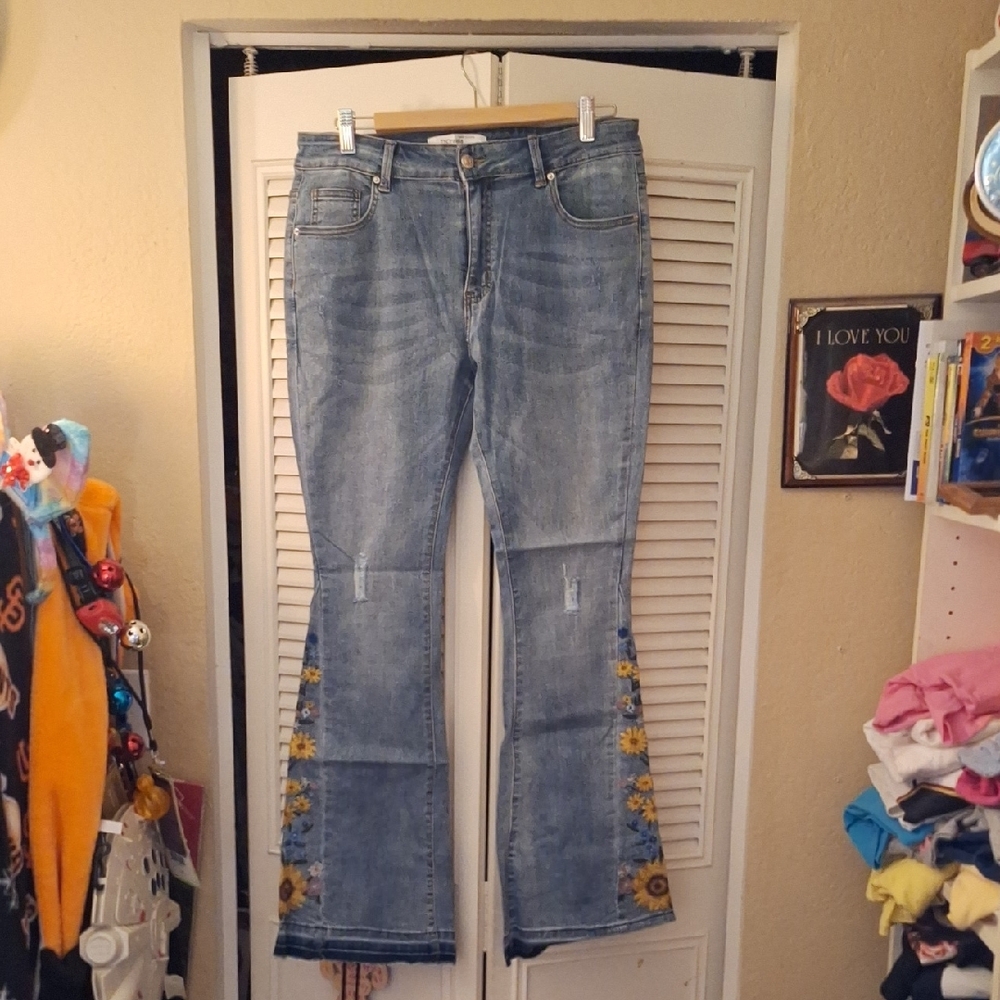 The Sak Blue Flare Wide Leg Jeans